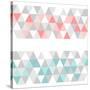 Colorful Tile Vector Background or Pattern Illustration. Grey, Pink and Mint Green Pastel Triangle-IngaLinder-Stretched Canvas