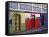 Colorful Town Shop Fronts, Isabela Segunda, Vieques, Puerto Rico-Dennis Flaherty-Framed Stretched Canvas