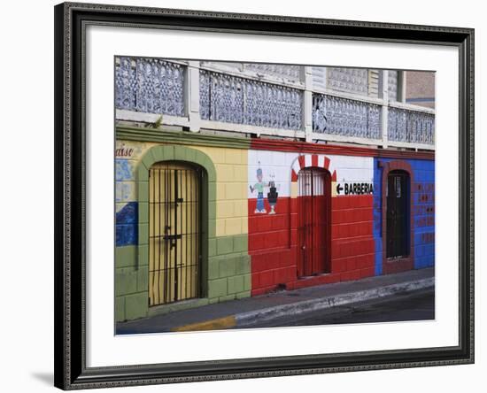 Colorful Town Shop Fronts, Isabela Segunda, Vieques, Puerto Rico-Dennis Flaherty-Framed Photographic Print