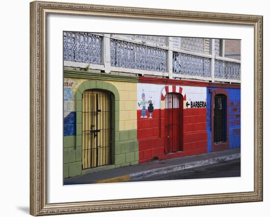 Colorful Town Shop Fronts, Isabela Segunda, Vieques, Puerto Rico-Dennis Flaherty-Framed Photographic Print