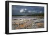 Colorful travertine formations at Great Fountain Geyser, Yellowstone National Park.-Alan Majchrowicz-Framed Photographic Print