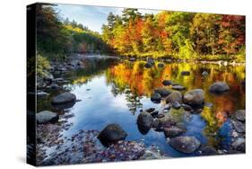 Colorful Trees Along the Swift River New Hampshire-George Oze-Stretched Canvas