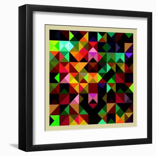 Colorful Triangles Modern Abstract Mosaic Design Pattern-Melindula-Framed Art Print