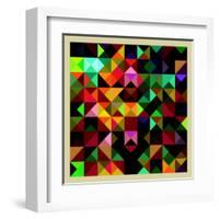 Colorful Triangles Modern Abstract Mosaic Design Pattern-Melindula-Framed Art Print