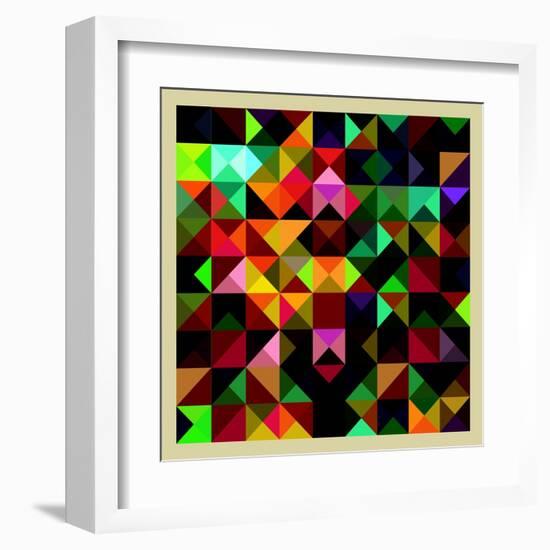 Colorful Triangles Modern Abstract Mosaic Design Pattern-Melindula-Framed Art Print