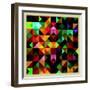 Colorful Triangles Modern Abstract Mosaic Design Pattern-Melindula-Framed Art Print