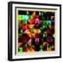 Colorful Triangles Modern Abstract Mosaic Design Pattern-Melindula-Framed Art Print