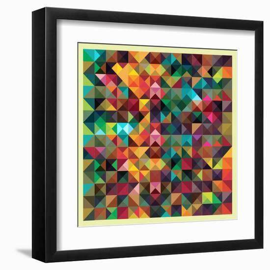 Colorful Triangles Modern Abstract Mosaic Design Pattern-Melindula-Framed Art Print