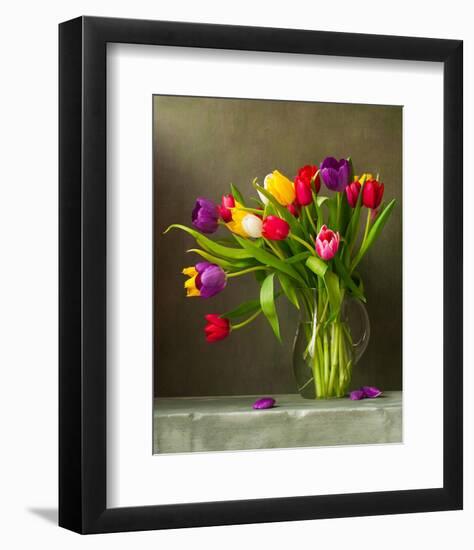 Colorful Tulips Still Life-null-Framed Art Print