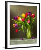 Colorful Tulips Still Life-null-Framed Art Print