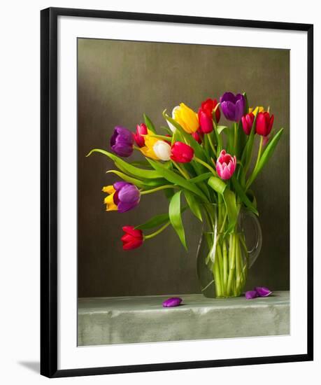 Colorful Tulips Still Life-null-Framed Art Print