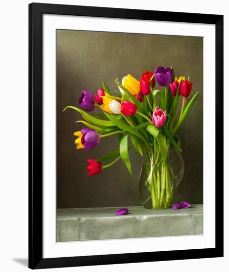 Colorful Tulips Still Life-null-Framed Art Print