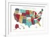 Colorful USA Map-Michael Mullan-Framed Premium Giclee Print