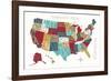 Colorful USA Map-Michael Mullan-Framed Premium Giclee Print