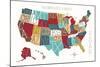 Colorful USA Map-Michael Mullan-Mounted Premium Giclee Print