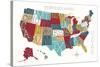Colorful USA Map-Michael Mullan-Stretched Canvas