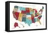 Colorful USA Map-Michael Mullan-Framed Stretched Canvas