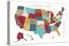 Colorful USA Map-Michael Mullan-Stretched Canvas