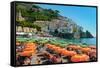 Colorful View of Almafi Coast Italy-null-Framed Stretched Canvas