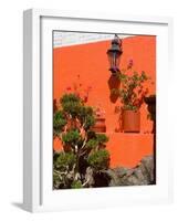 Colorful Wall with Lantern and Potted Plants, Guanajuato, Mexico-Julie Eggers-Framed Photographic Print