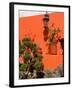 Colorful Wall with Lantern and Potted Plants, Guanajuato, Mexico-Julie Eggers-Framed Photographic Print