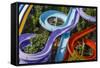 Colorful Water Slides in Buyukcekmece, Aerial, Istanbul, Turkey-Ali Kabas-Framed Stretched Canvas