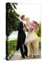 Colorful Wedding Shot of Bride and Groom Kissing-PH.OK-Stretched Canvas