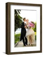 Colorful Wedding Shot of Bride and Groom Kissing-PH.OK-Framed Photographic Print