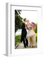 Colorful Wedding Shot of Bride and Groom Kissing-PH.OK-Framed Photographic Print