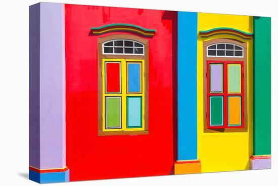 Colorful Windows and Details on A Colonial House in Little India, Singapore-platongkoh-Stretched Canvas