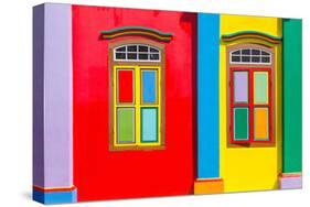 Colorful Windows and Details on A Colonial House in Little India, Singapore-platongkoh-Stretched Canvas