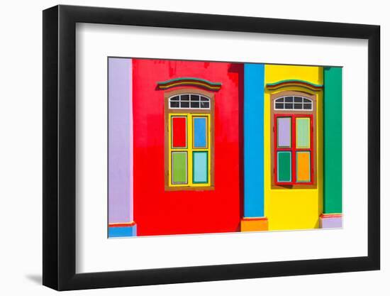 Colorful Windows and Details on A Colonial House in Little India, Singapore-platongkoh-Framed Photographic Print