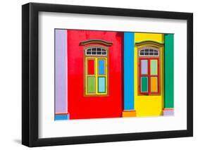 Colorful Windows and Details on A Colonial House in Little India, Singapore-platongkoh-Framed Photographic Print