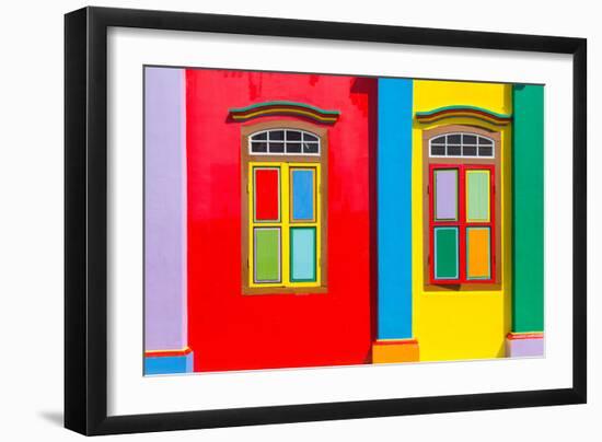 Colorful Windows and Details on A Colonial House in Little India, Singapore-platongkoh-Framed Photographic Print