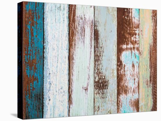 Colorful Wood Background-jannoon028-Stretched Canvas