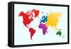 Colorful World Map-cienpies-Framed Stretched Canvas