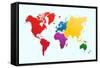 Colorful World Map-cienpies-Framed Stretched Canvas