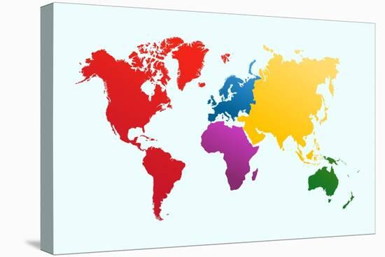 Colorful World Map-cienpies-Stretched Canvas