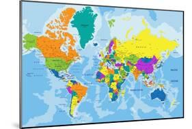 Colorful World Political Map with Clearly Labeled, Separated Layers. Vector Illustration.-Bardocz Peter-Mounted Art Print