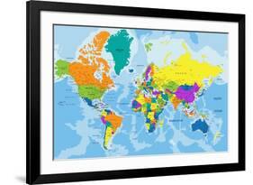 Colorful World Political Map with Clearly Labeled, Separated Layers. Vector Illustration.-Bardocz Peter-Framed Art Print