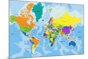 Colorful World Political Map with Clearly Labeled, Separated Layers. Vector Illustration.-Bardocz Peter-Mounted Art Print