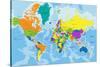 Colorful World Political Map with Clearly Labeled, Separated Layers. Vector Illustration.-Bardocz Peter-Stretched Canvas