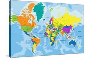 Colorful World Political Map with Clearly Labeled, Separated Layers. Vector Illustration.-Bardocz Peter-Stretched Canvas