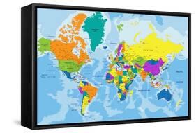 Colorful World Political Map with Clearly Labeled, Separated Layers. Vector Illustration.-Bardocz Peter-Framed Stretched Canvas