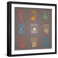 Colorfull Menu Icons - Drinks-ONiONAstudio-Framed Art Print