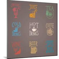 Colorfull Menu Icons - Drinks-ONiONAstudio-Mounted Art Print