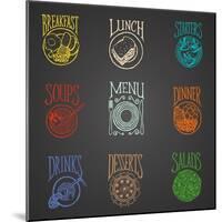 Colorfull Menu Icons - Meals-ONiONAstudio-Mounted Art Print