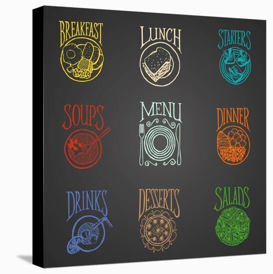 Colorfull Menu Icons - Meals-ONiONAstudio-Stretched Canvas