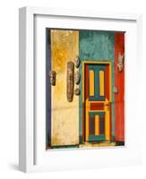 Colorfully Painted Building Decorated with Masks, Ubud, Bali, Indonesia-Tom Haseltine-Framed Photographic Print