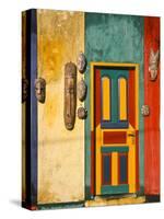 Colorfully Painted Building Decorated with Masks, Ubud, Bali, Indonesia-Tom Haseltine-Stretched Canvas